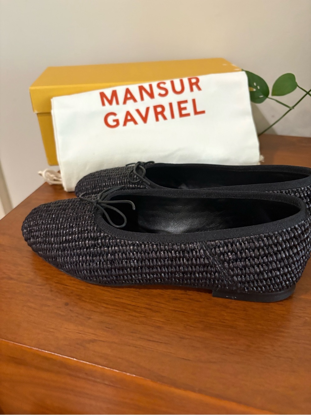 Mansur Gavriel Black Woven Square-Toe Ballet Flats size 7 Italian 37 New in Box - Picture 9 of 13